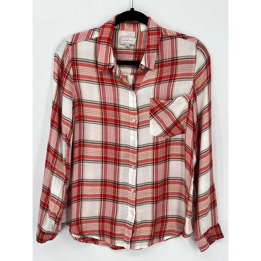 Lucky Brand Women's Small Plaid Button-Down‎ Shirt Lightweight Casual